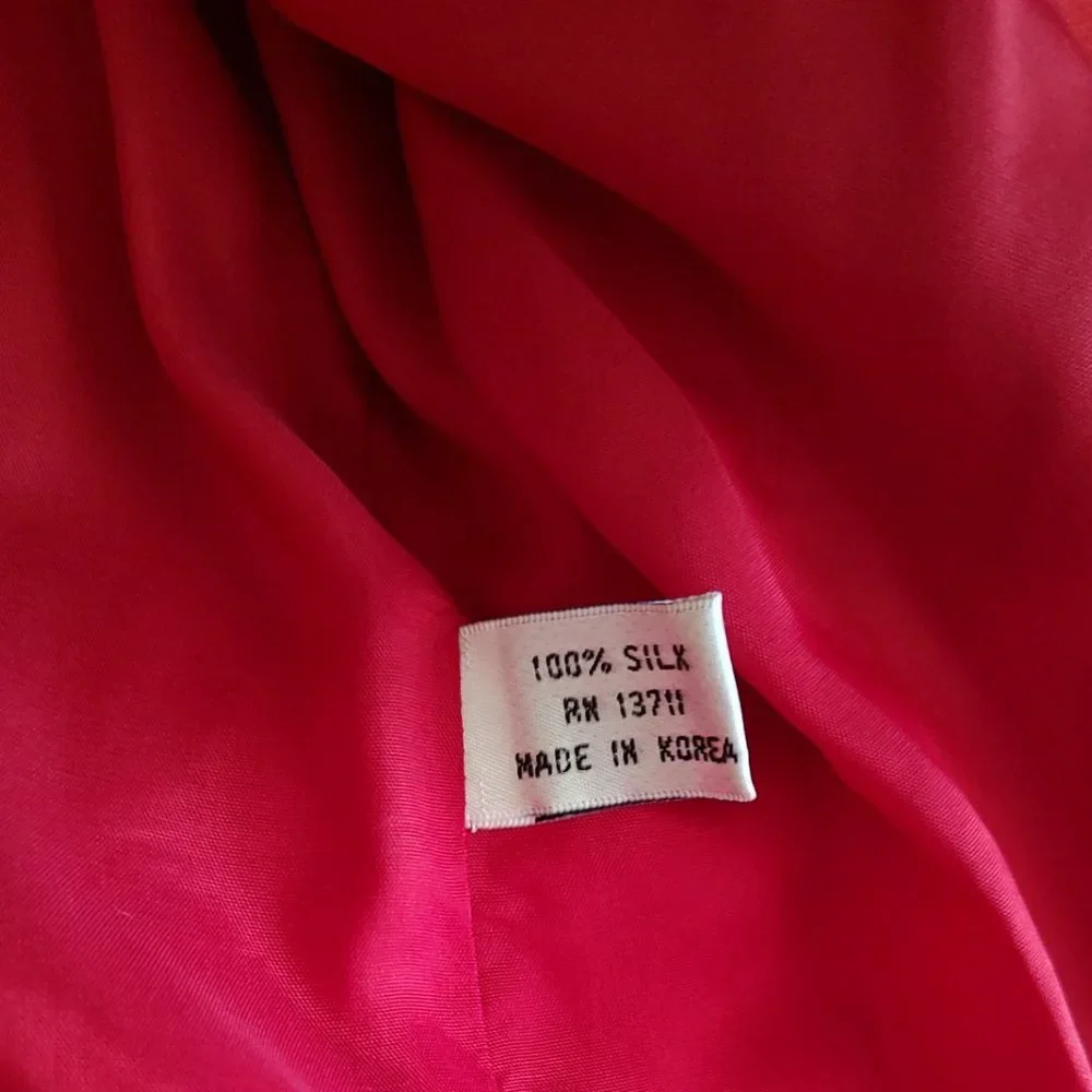 Vintage Red Valerie Stevens 100% Silk 2-Piece Skirt & Jacket Suit-Size 6 - Picture 10 of 11